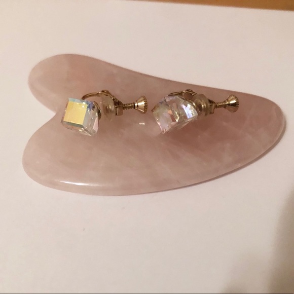 Tokyo Iridescent Cubic Stud Clip On Earrings - Picture 1 of 3